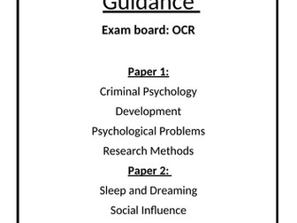 Psychology OCR Exam Guidance Booklet