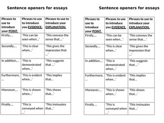 Essay sentence openers prompts