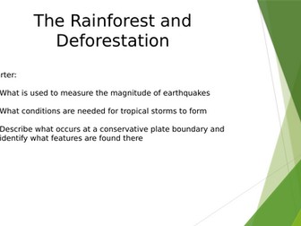 AQA GCSE Geography The Living World: Rainforests Lessons