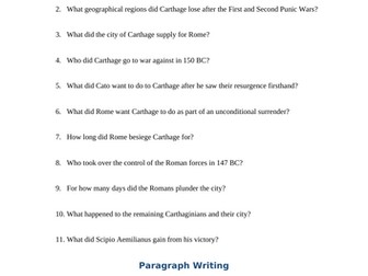 Third Punic War Reading Questions Worksheet