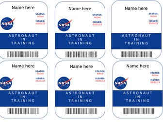 Astronaut labels for role play in EYFS