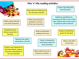 Reading book tasks pick n mix style