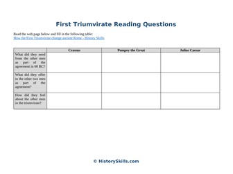 First Triumvirate Reading Comprehension Worksheet