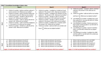 Differentiated "I'm thinking of a number" and "What is halfway betwee" Place Value revision Y6 SATs