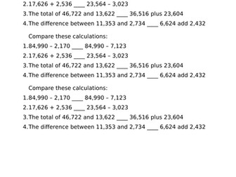 Year 5 Comparing calculations activity and extension
