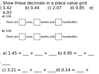 KS2 mastery decimals up to 2dp activity