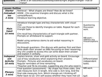 KS2 Mastery triangles lesson and differentiated activities