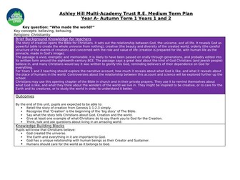 KS1 RE Medium Term Plan - Who Made the World?