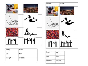 Homophone matching worksheet