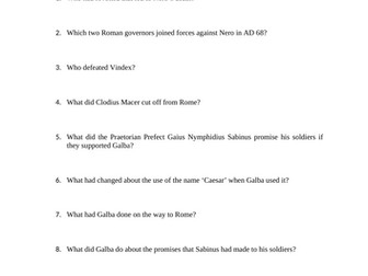 Year of the Four Emperors Reading Questions Worksheet