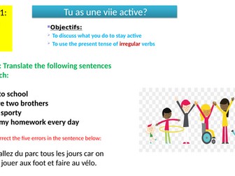 2026 New AQA GCSE French module 1 Tu as une vie active, including phonics and grammar
