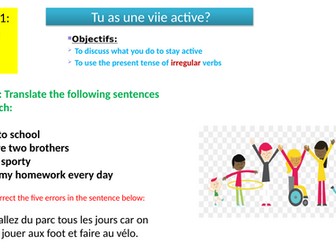 2026 New AQA GCSE French module 1 Tu as une vie active, including phonics and grammar