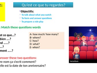 2026 New AQA GCSE French module 1 Qu'est ce que tu regardes, including phonics and grammar