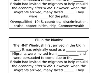 Year 5-6 Windrush Social History Case Study Planning and Resources