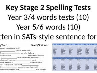 Year 3/4 & Year 5/6 Words Spelling Tests