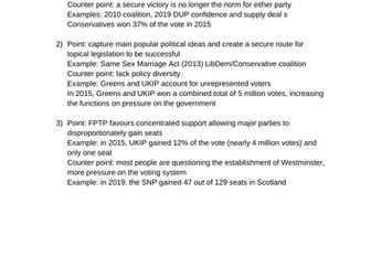 Edexcel A-Level Government and Politics Essay Plan