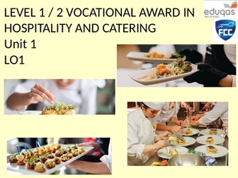 WJEC Hospitality and Catering LO1 Work book and Powerpoint