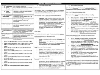 Water Knowledge Organiser