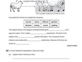 B14 Variation and Evolution (TRIPLE lessons only) Cloning GCSE AQA