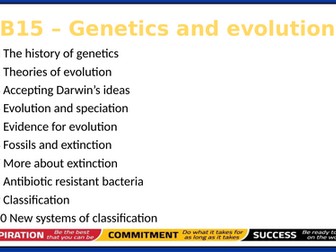 B15 Genetics and Evolution (TRIPLE lessons only) Darwin/ Lamarck's theory/ Speciation