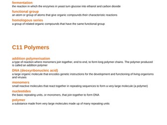 C10 Organic reactions TRIPLE (complete topic) GCSE AQA