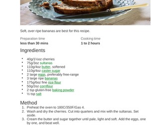 Food waste recipe - reading comprehension