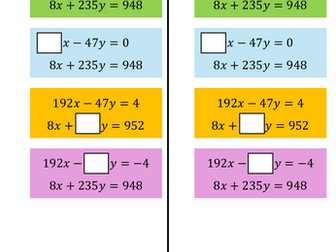 Simultaneous Equations Challenge Worksheet