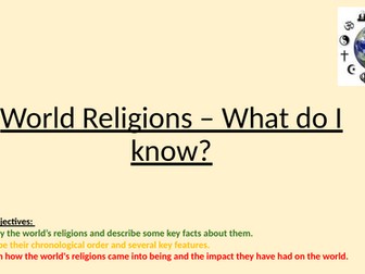 World Religions: What Do I Know? - Interactive Introductory Lesson for Year 7