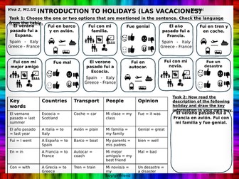 Introduction to holidays. KS3. Viva 2