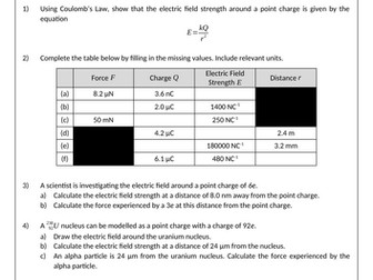 Electric Field Strength around Point Charges