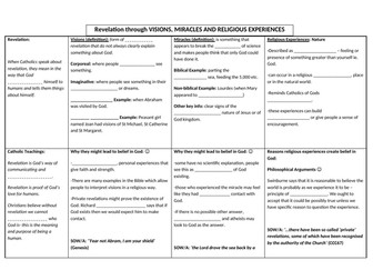 Edexcel GCSE Religious Studies Revelation Visions Miracles Religious Experiences