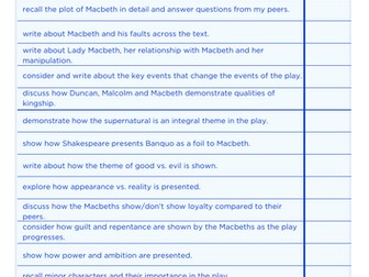 GCSE Macbeth Revision Tracker