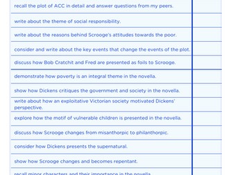 GCSE A Christmas Carol Revision Tracker