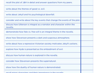 GCSE Jekyll and Hyde Revision Tracker