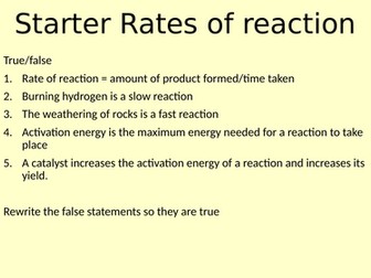 GCSE Reaction rates assessment Powerpoint
