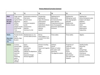 Primary National Curriculum Summary