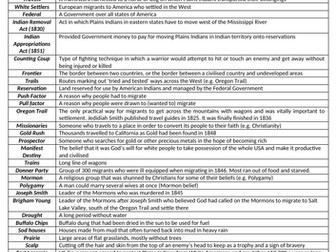 GCSE Edexcel American West Keywords