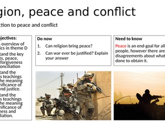 Theme D - Lesson 1 & 2 An introduction to Peace and Conflict