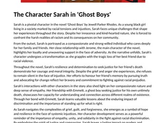 Ghost Boys - Sarah worksheet (retrieval/word meaning/inference/summarise/explain and explore).