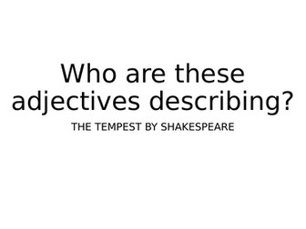 Adjectives - characters from The Tempest