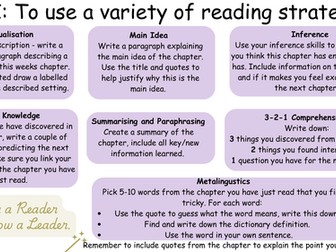 Active Reading Strategies Menu - Variety of strategies