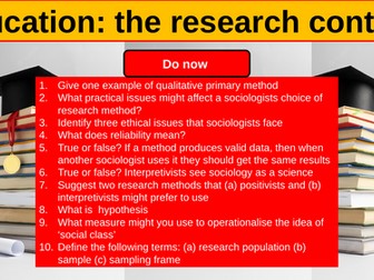 A Level Sociology Research Methods: Research Context