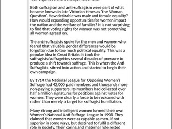 The Anti-Suffrage movement Lesson