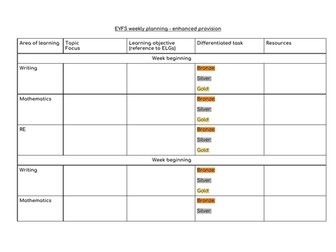 EYFS weekly planning proforma