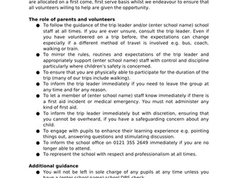 Guidance for volunteers/parent helpers