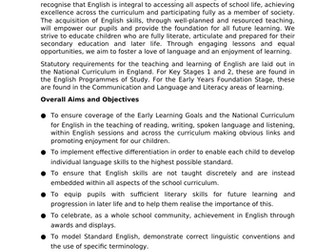 English curriculum policy