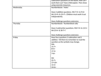 EYFS whole year weekly maths plans