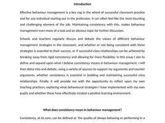 PGCE Essay on Behaviour Management