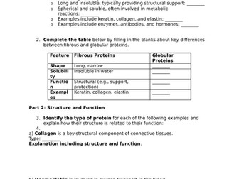 AQA A Level Biology - Globular v Fibrous