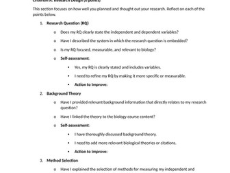 Self-assessment document. IA Biology (new guide)